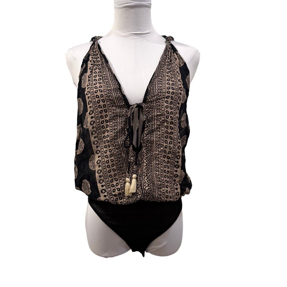 Intimately Free People Soul of the Sun Bodysuit Small Boho Festival Cotton Indie